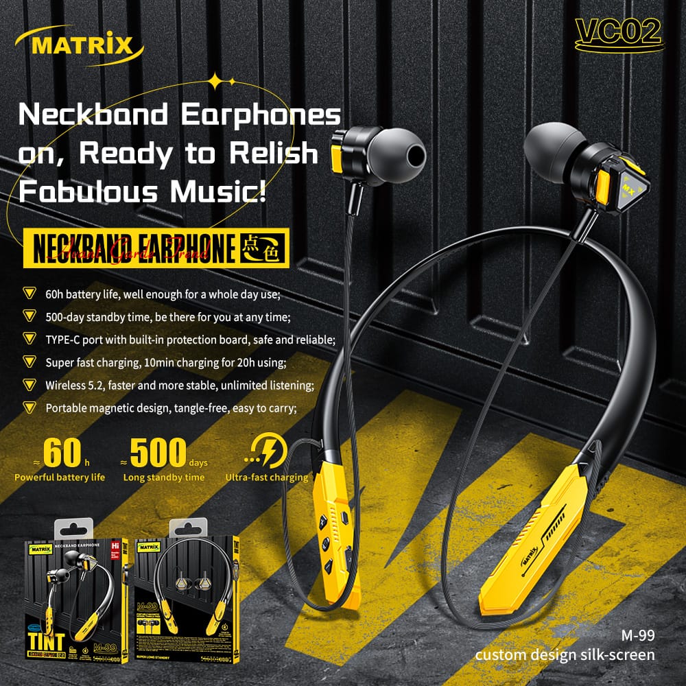 M-99: Neckband Earphones with 60H Playtime