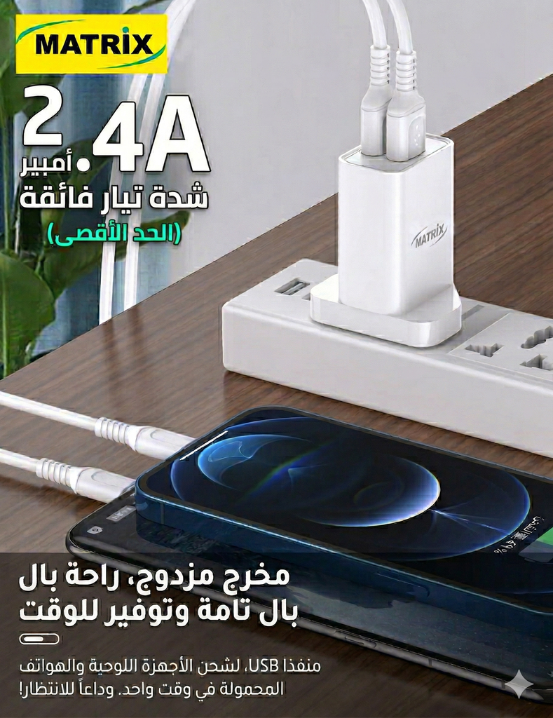 EU900 : Matrix Dual Port 2.4A Charger