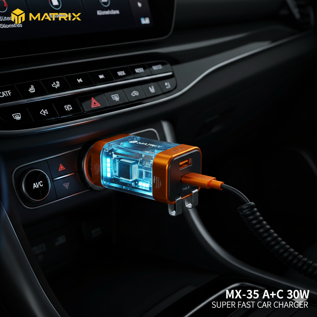 MX35 : Matrix Vanguard Series 30W Super Fast Car Charger - PD + QC 3.0