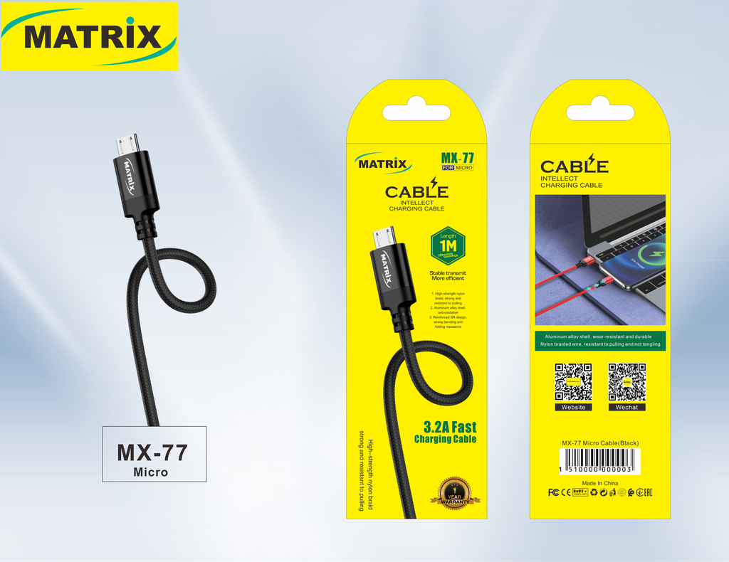 [Cable USB-Micro] MX77: كابل3.2A (قماش) USB-Micro
