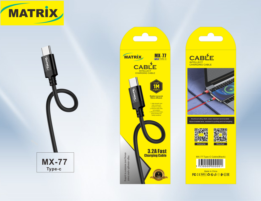 [USB-TC] MX77-TC: كابل 3.2A (ألومنيوم/قماش) USB-TC