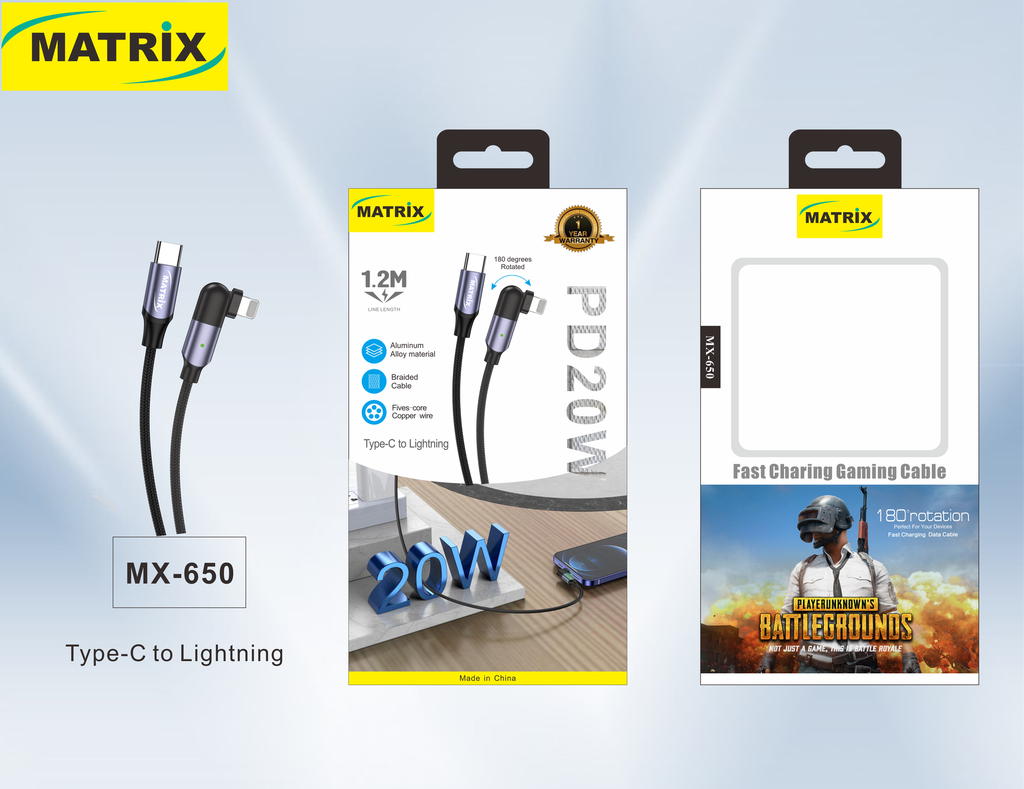 [Cable  TC-IP] MX650-PD: PD 20W Gaming Cable (C-IP)