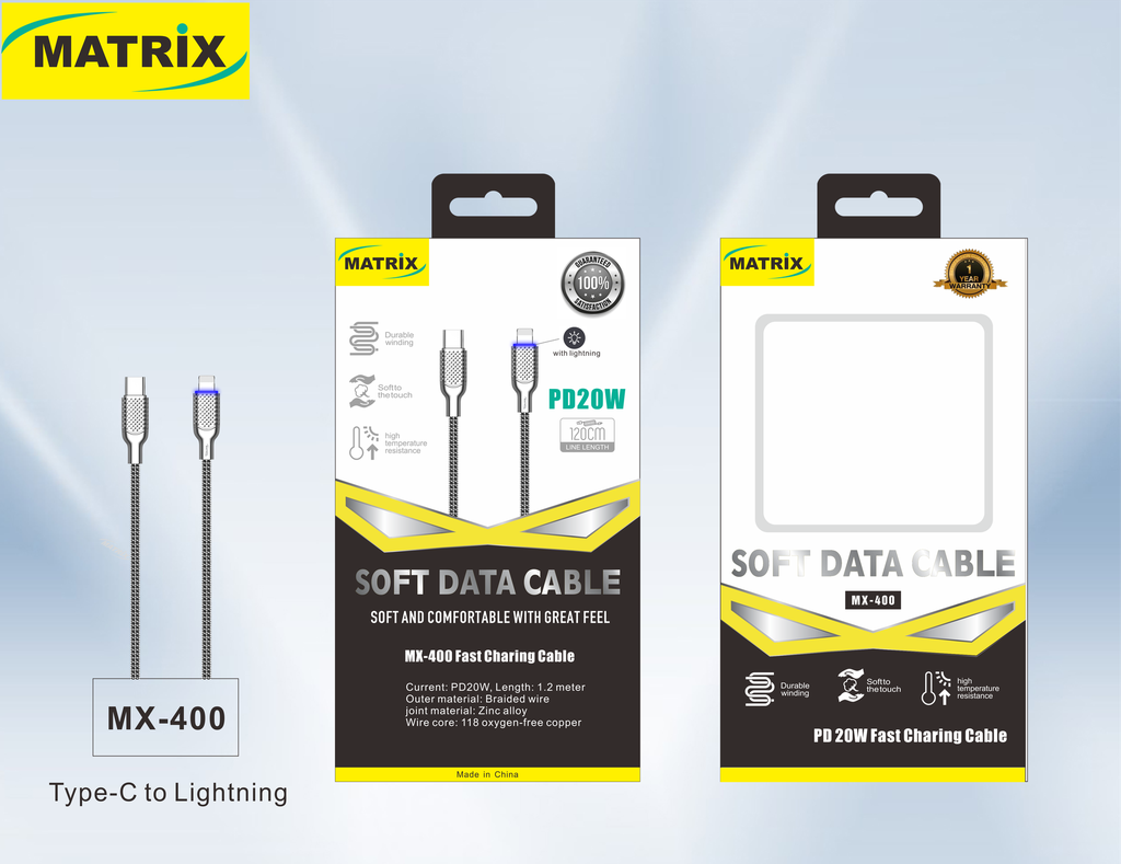 [Cable TC-IP] MX400: كابل PD 20W (زنك/إضاءة) TC-IP