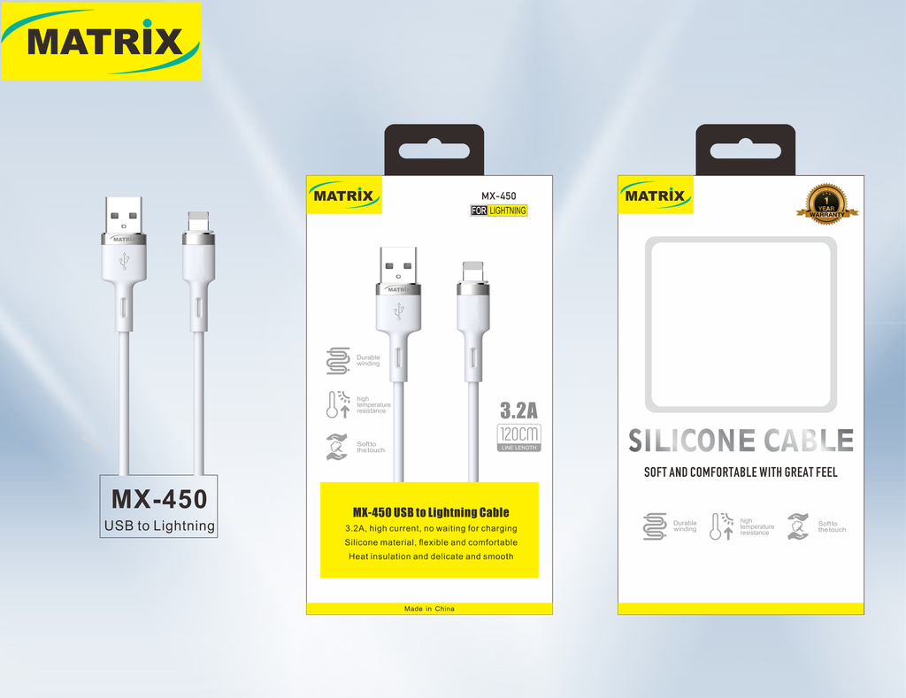 [Cable USB-IP] MX450: كابل 3.2A (سيليكون) USB-IP