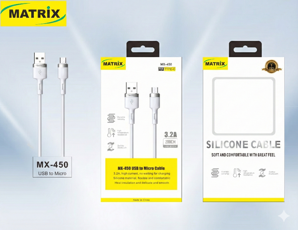 [Cable USB-Micro] MX450: كابل 3.2A (سيليكون) مايكرو