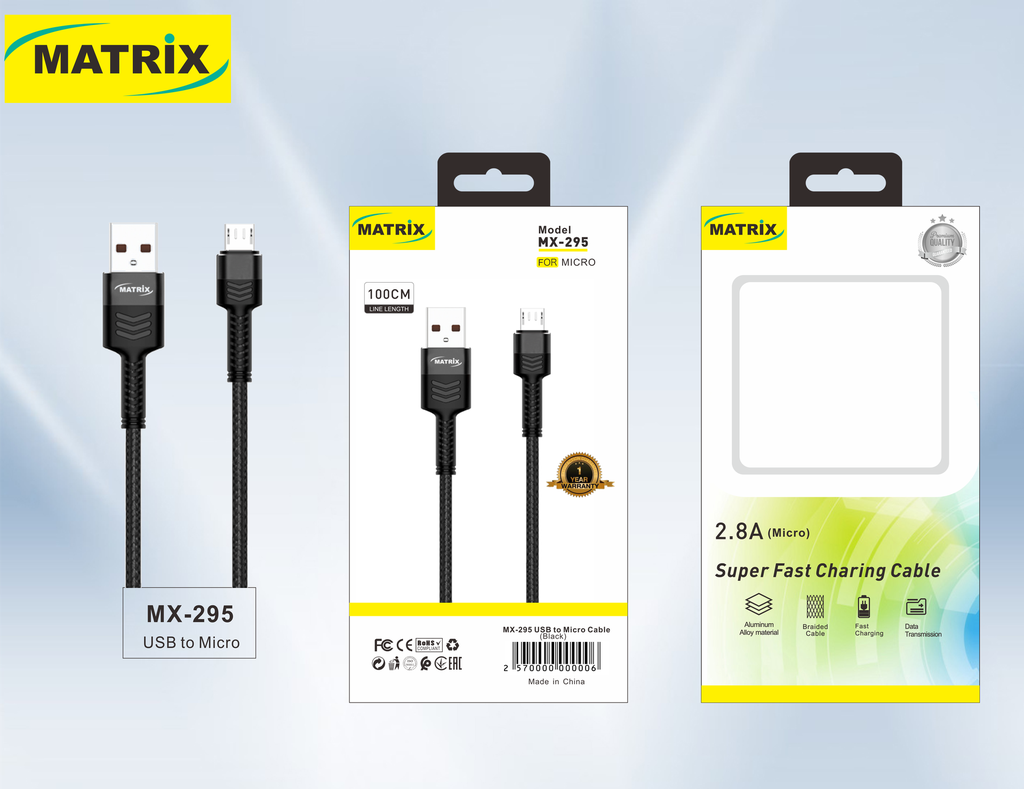 [Cable USB-Micro] MX295: كابل 2.8A (قماش) USB-Micro