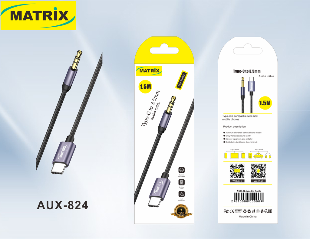[AUX-TC] AUX824: Type-C Audio Cable