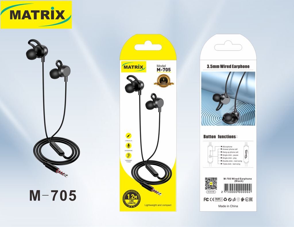 [Earphones] M705: Wired 3.5mm Earphones