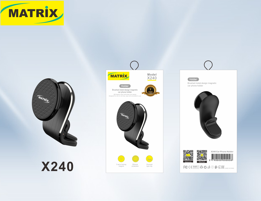 X240 : Matrix Brushed Metal Magnetic Car Holder - Ultra Stability