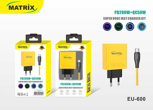 [Charger TC Pd+Super vooc] EU600 : شاحن ماتريكس الخارق 200W