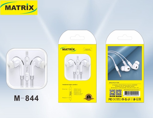[Earphones ] M844 : Matrix Classic 3.5mm Earphone with Storage Box